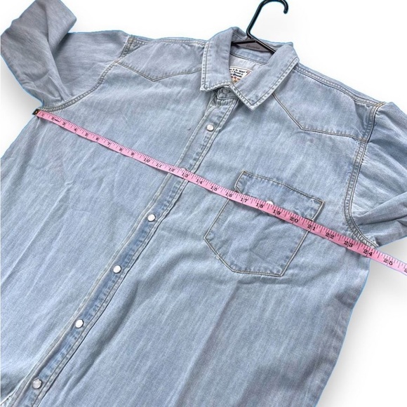 Free People X Sandrine Rose Pearl Snap Denim Shirt -Size Large -NWT- MSRP $298 - Picture 9 of 11